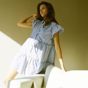 Free People dress small oversized blue